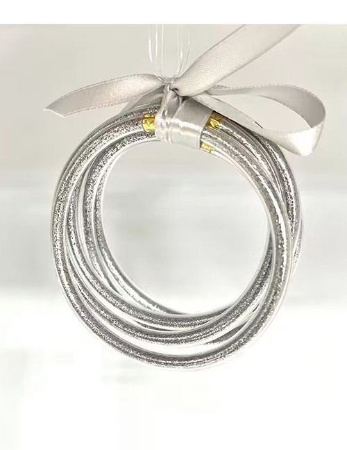 Fashion Silver Plastic Gold Powder Silicone Round Bracelet Set