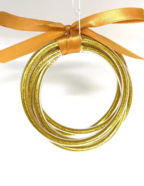 Fashion Gold Plastic Gold Powder Silicone Round Bracelet Set