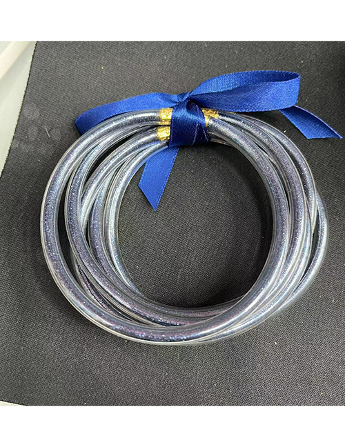 Fashion Navy Blue Plastic Gold Powder Silicone Round Bracelet Set