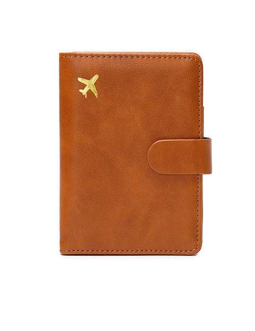 Fashion Light Brown Pu Leather Multifunctional Id Case