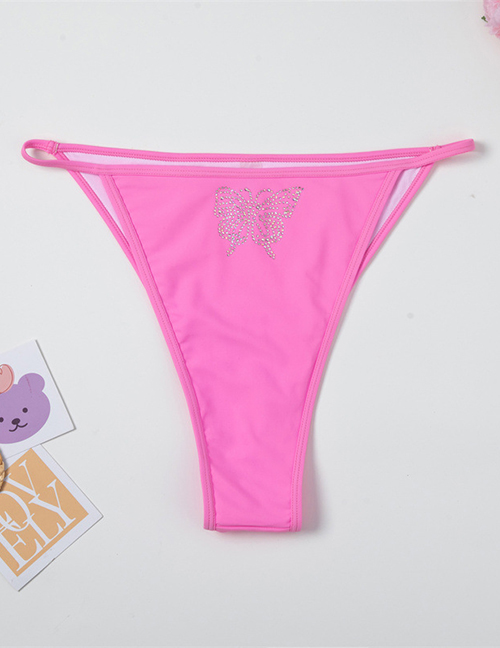 Fashion Pink Polyester Diamond-embellished Butterfly Swim Shorts