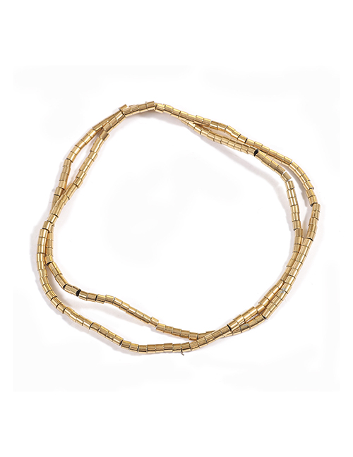 Fashion 2x2mm Straight Tube Real Gold Geometric Beaded Bracelet Necklace Accessory