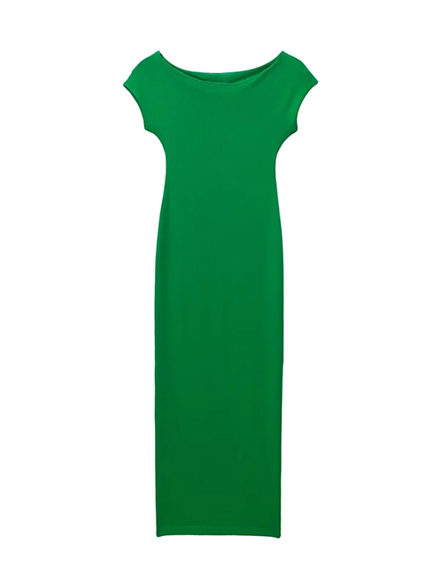 Fashion Green Polyester Round Neck Dress