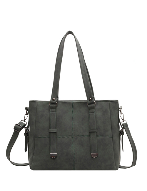 Fashion Green Large Capacity Matte Embroidery Shoulder Bag