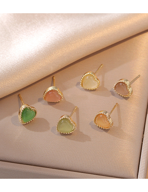 Fashion Color Copper Heart Stud Earrings Set