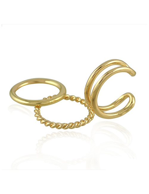 Fashion 2# Alloy Geometric Thread Ring Set