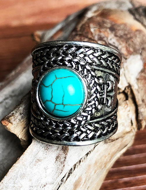 Fashion 5# Alloy Turquoise Open Ring