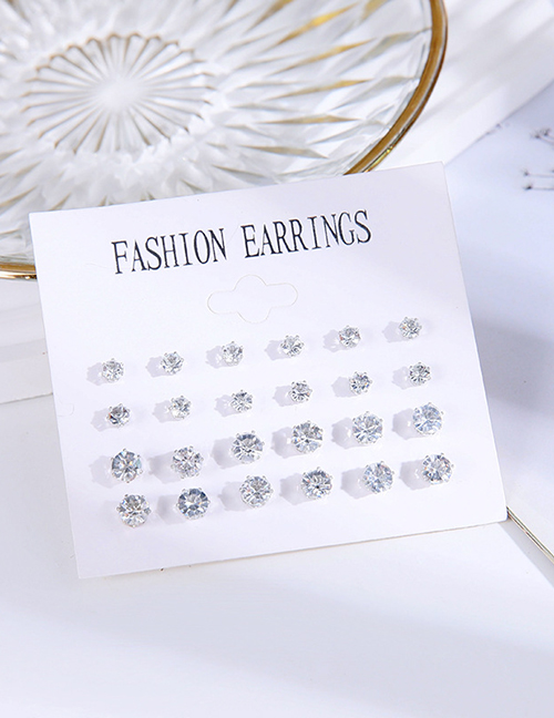 Fashion 2# Geometric Diamond Stud Earrings Set