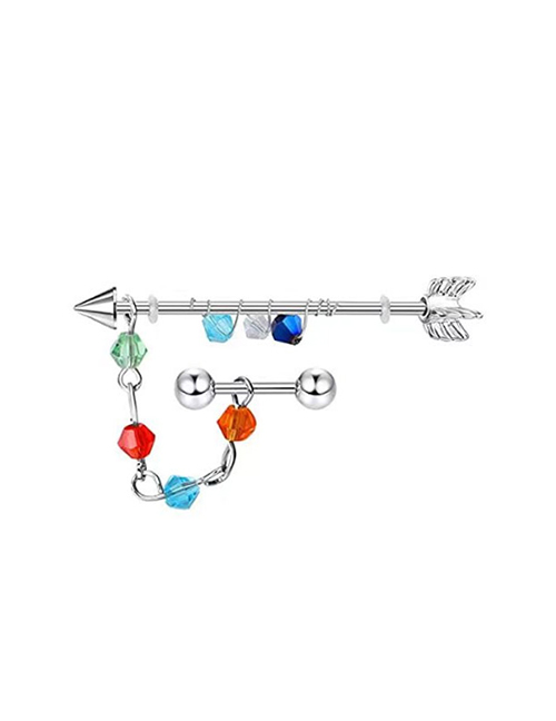 Fashion Multicolor Barbell Stainless Steel Bead Pendant Earrings