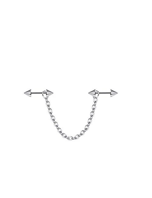 Fashion Steel Color Pointed Ear Bone Nail (single) Titanium Steel Geometric Chain Piercing Ear Bone Chain