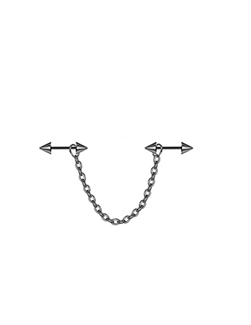 Fashion Black Tapered Ear Studs Titanium Steel Geometric Chain Piercing Ear Bone Chain