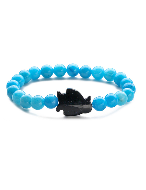 Fashion Blue Sand Penguin Lake Blue Stone Geometric Agate Beaded Bracelet