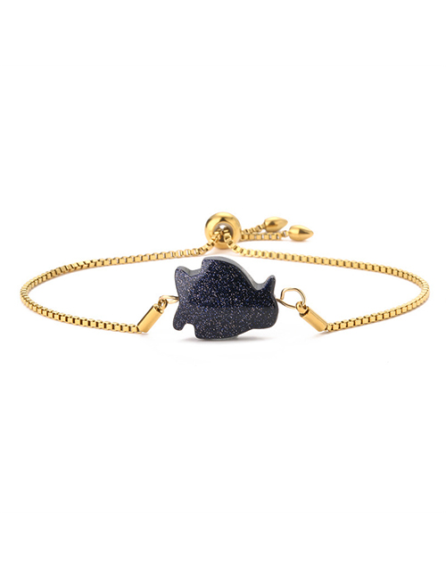 Fashion Blue Sand Penguin Geometric Onyx Penguin Stainless Steel Link Bracelet