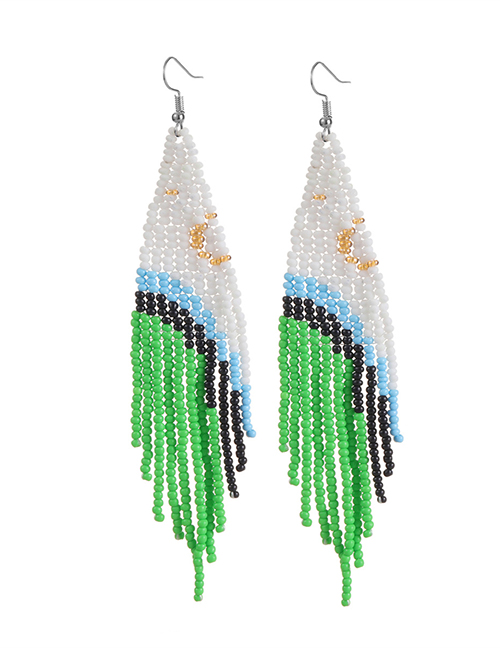 Fashion B Colorful Rice Bead Tassel Earrings