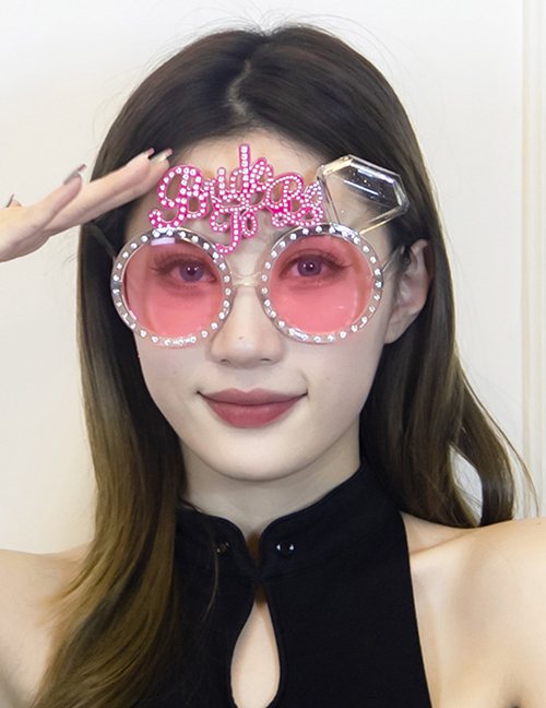 Fashion Pink Abs Diamond Letter Round Sunglasses