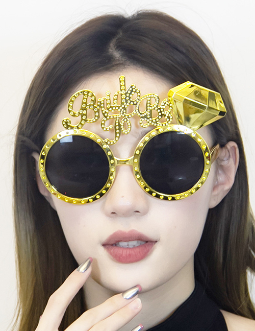 Fashion Gold Abs Diamond Letter Round Sunglasses