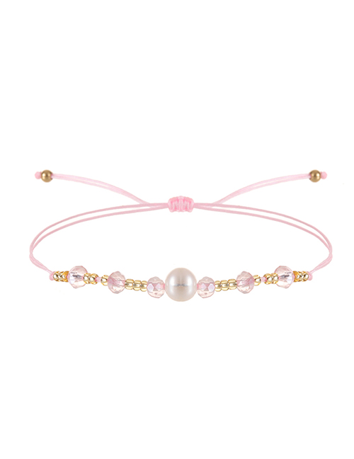 Fashion L Rice Bead Crystal Beaded Woven Pearl Bracelet
