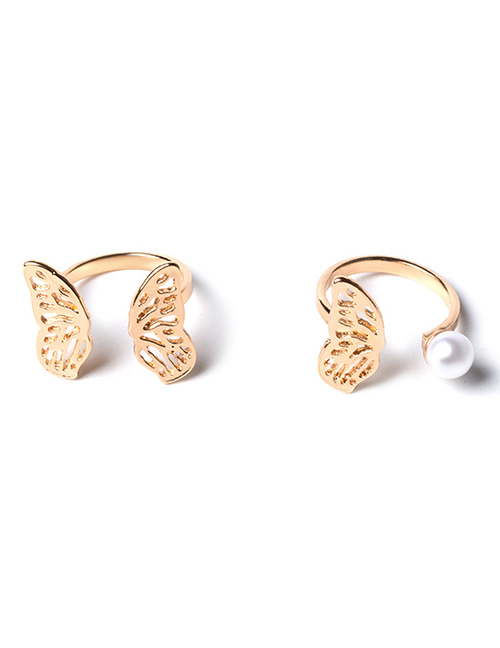 Fashion Gold Alloy Hollow Butterfly Open Ring