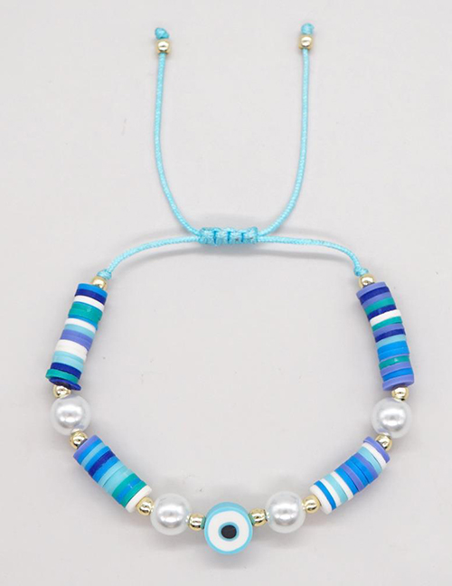Fashion Blue Multicolored Clay Pearl Beaded Eye Bracelet