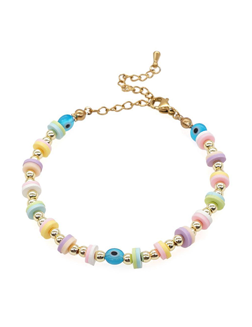 Fashion 2# Beaded Eye Bracelet With Multicolored Clay Gold Beads