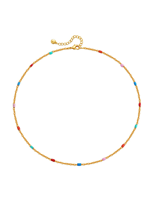Fashion Color Copper Oil Drop Bead Bead Necklace