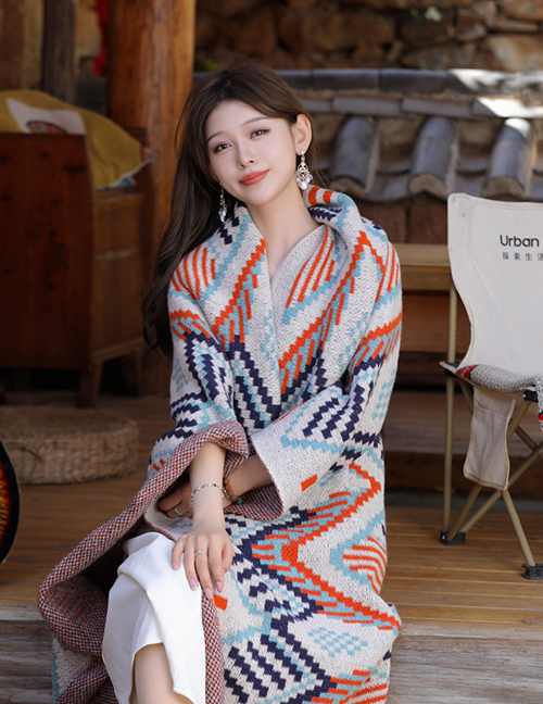 Fashion Knitted Boho Blanket Cotton Printed Knit Sunscreen Shawl