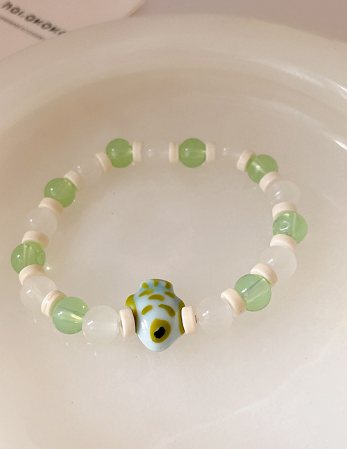 Fashion Stretch Bracelet - Green Alloy Geometric Beaded Fish Bracelet