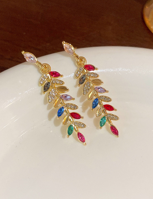 Fashion Color Alloy Diamond Earrings Earrings