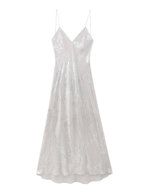 Fashion White Polyester Geometric Slip Dress