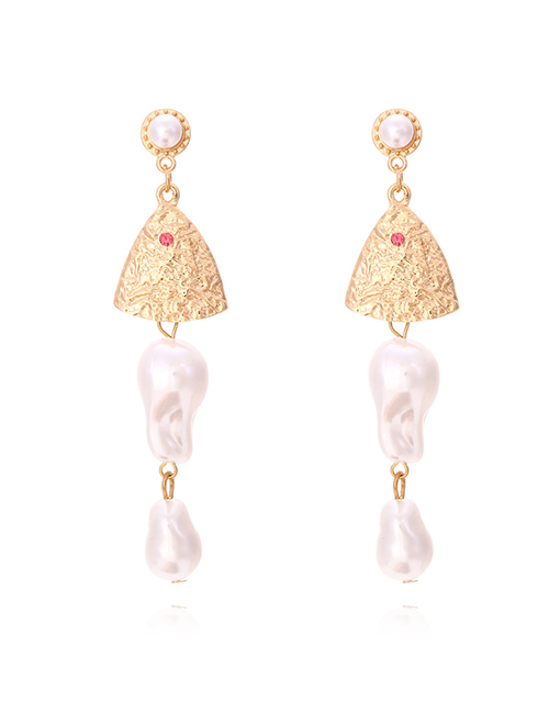 Fashion Gold Shaped Faux Pearl Fishbone Earrings
