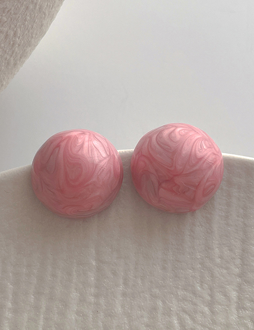 Fashion Pink Oil Drip Earrings Metal Round Drip Earrings