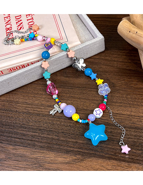 Fashion 3# Resin Geometric Beaded Star Bow Necklace