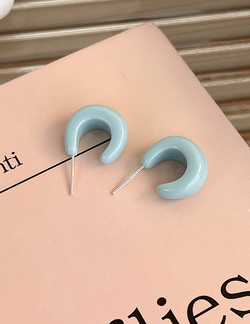 Fashion C Blue Resin C-shaped Earrings
