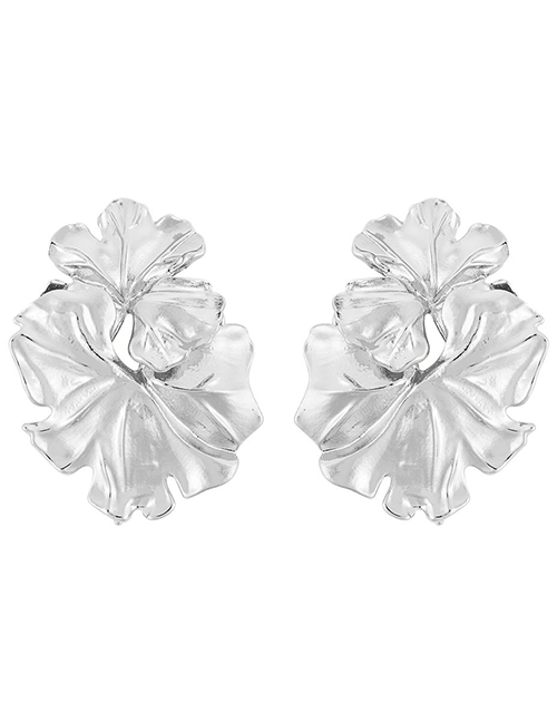 Fashion Style Nine Silver Alloy Flower Stud Earrings