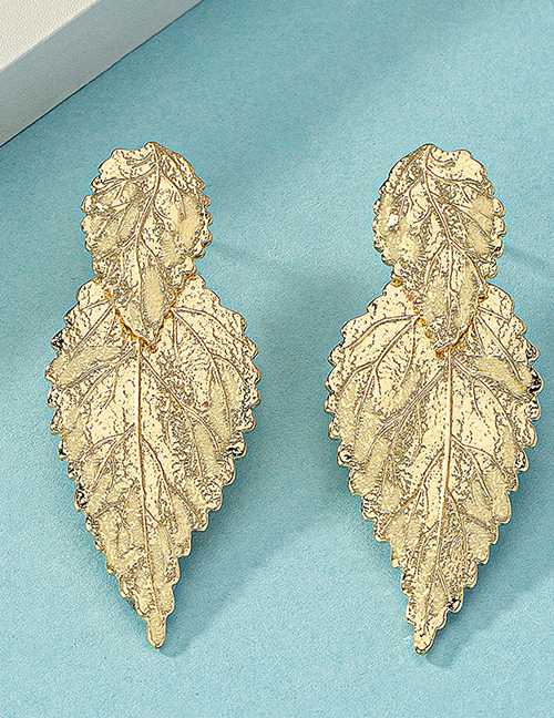 Fashion Gold Alloy Leaf Stud Earrings