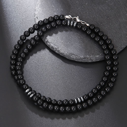 Fashion Black King Kong Lava Stone Beaded Necklace