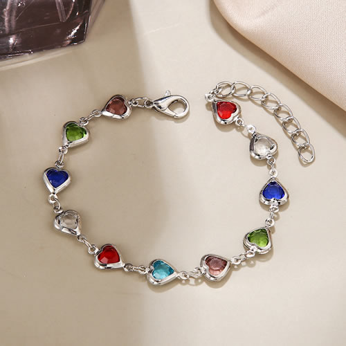 Fashion 2# Alloy Diamond Heart Bracelet