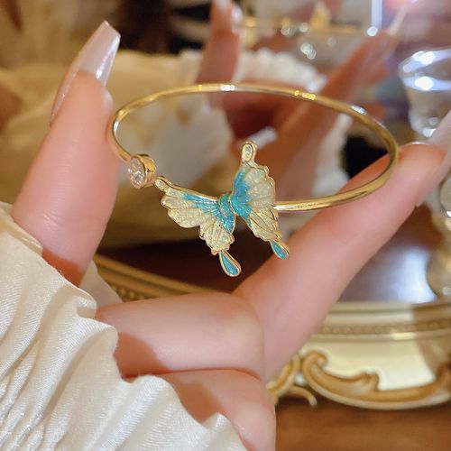 Fashion 16# Open Bracelet - Golden Butterfly Resin Geometric Bracelet