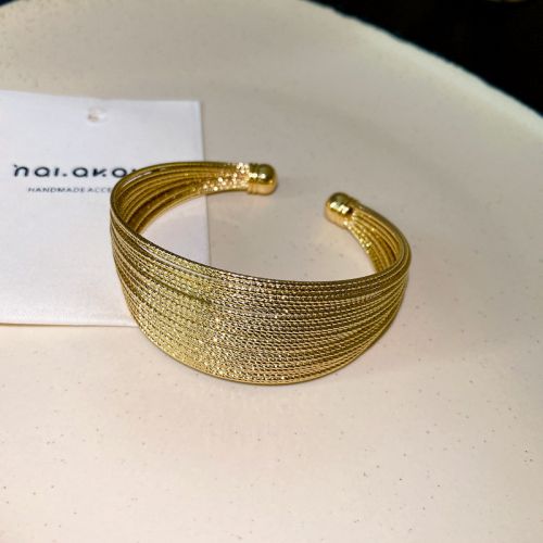 Fashion Bracelet - Gold (real Gold Plating) Metal Geometric Layer Cuff Bracelet