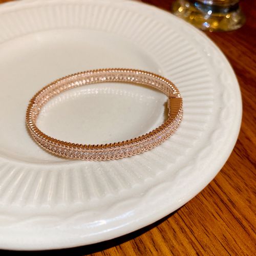 Fashion Bracelet - Rose Gold Alloy Inlaid Zirconium Geometric Bracelet