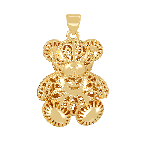 Fashion Golden 3 Copper Hollow Pattern Bear Pendant Accessories