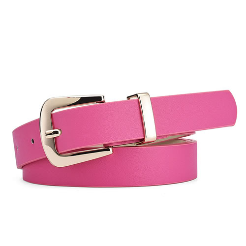 Fashion Rose Red Metal Square Buckle Wide Belt