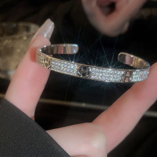 Fashion 9#bracelet-silver Letters Alloy Diamond Letter Open Bracelet