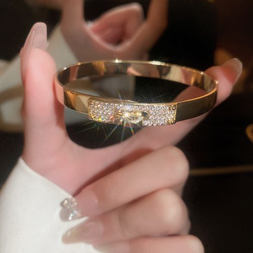 Fashion 27#bracelet-gold Real Gold Plating Alloy Diamond Geometric Cuff Bracelet