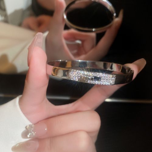 Fashion 28#bracelet-silver Real Gold Plating Alloy Diamond Geometric Cuff Bracelet
