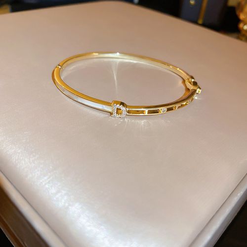 Fashion 32#bracelet-gold Letters Alloy Diamond Geometric Cuff Bracelet