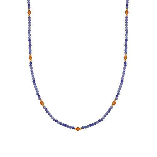 Fashion Blue Geometric Sapphire Beaded Necklace