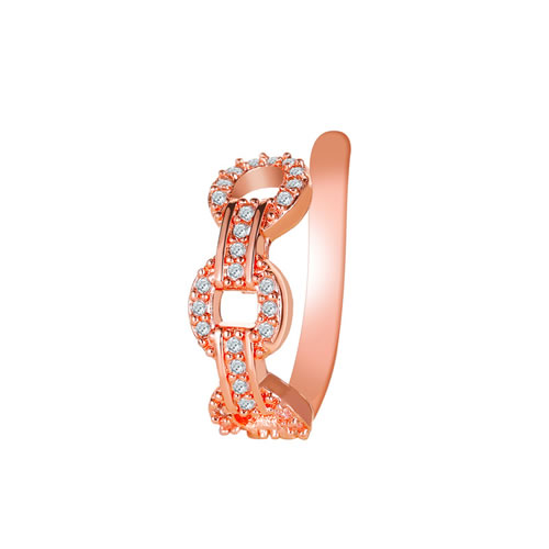 Fashion 01 Rose Gold F113 Copper Inlaid Zirconium Chain Ear Clip (single)