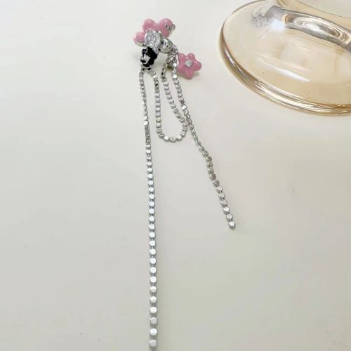 Fashion Type B Right Ear (single Ear Clip) Alloy Diamond Flower Tassel Ear Clip Earrings (single)
