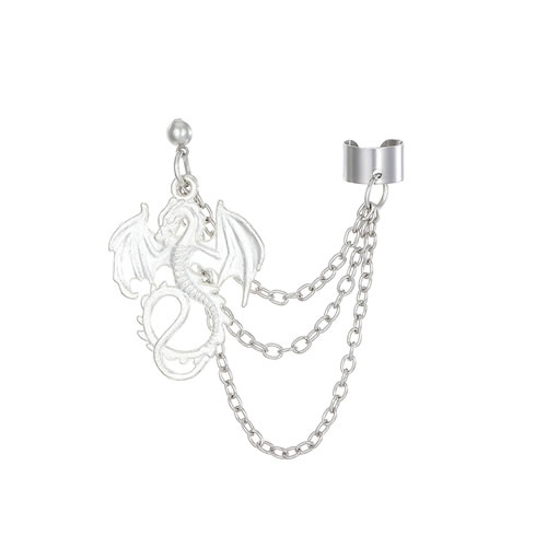 Fashion Silver Alloy Flying Dragon Long Chain Ear Cuff Earrings